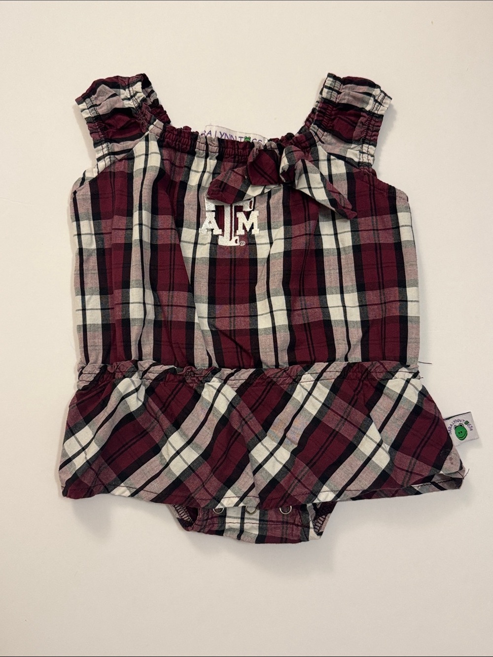Sara Lynn Togs Texas A&M Baby Girl's Plaid Ruffled Bubble - 6/9 months